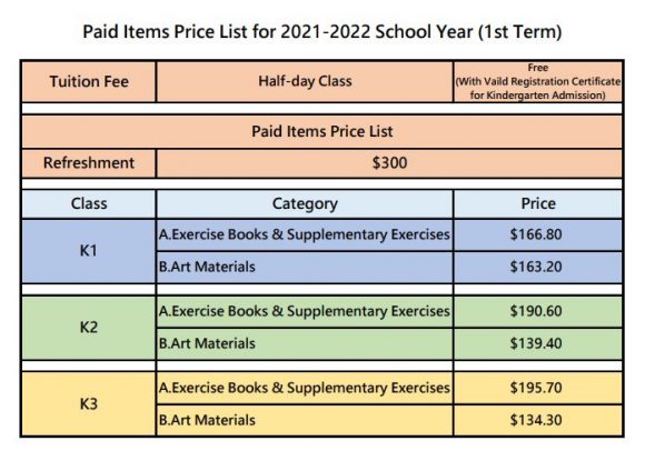 2021-2022上學期收費項目eng